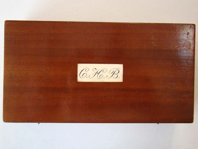 A fantastic set of antique Bone Alphabet tiles in its' original mahogany box dated 1864 — image 3